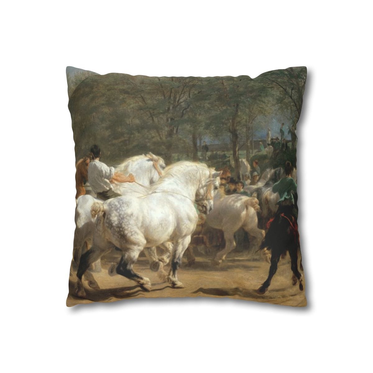 Faux Suede Square Art Pillowcase, Artist Rosa Bonheur, Artwork 